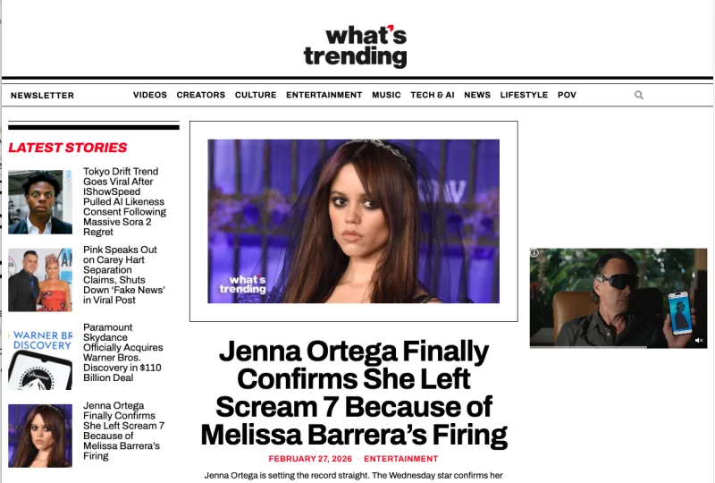 What's Trending home page, built on WordPress with custom plugins that publish videos from Frame.io and JW Player